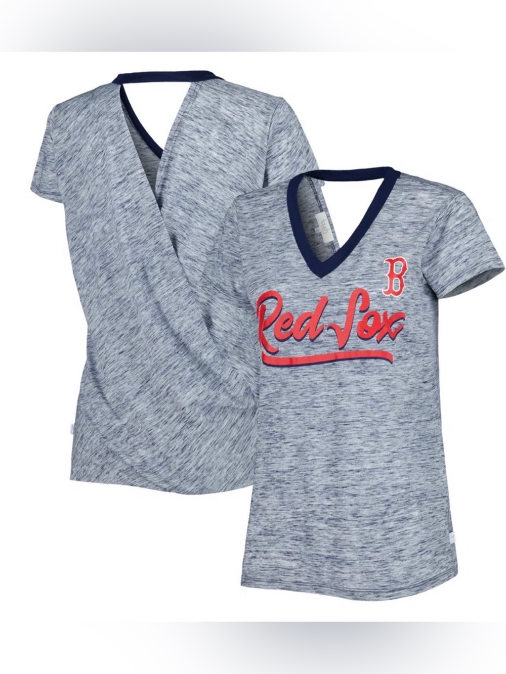 Boston Red Sox Touch Women's Halftime Back Wrap Top V-Neck T-Shirt NWT Size L